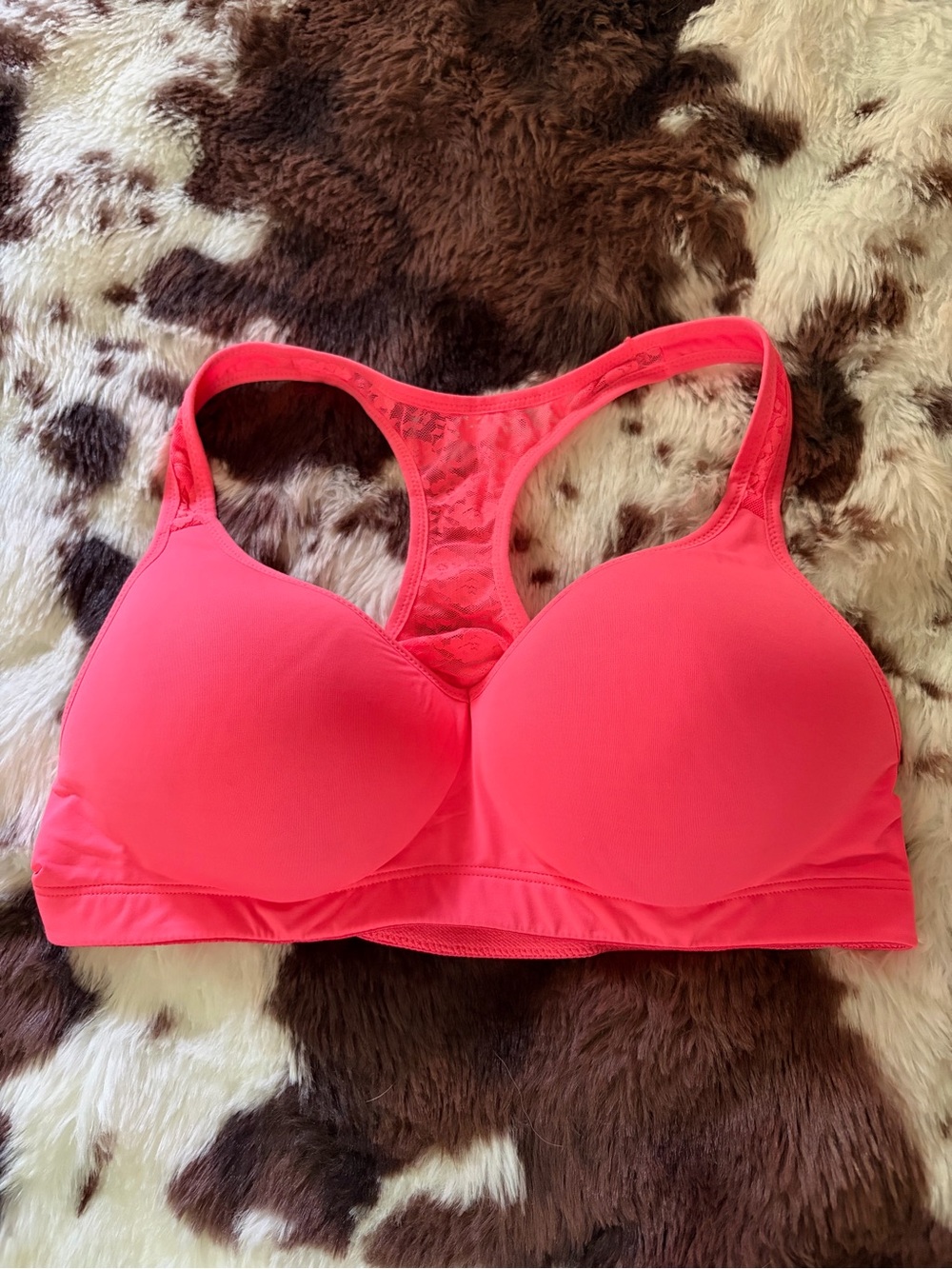 PINK Victoria's Secret Coral Racerback Padded Sports Bra